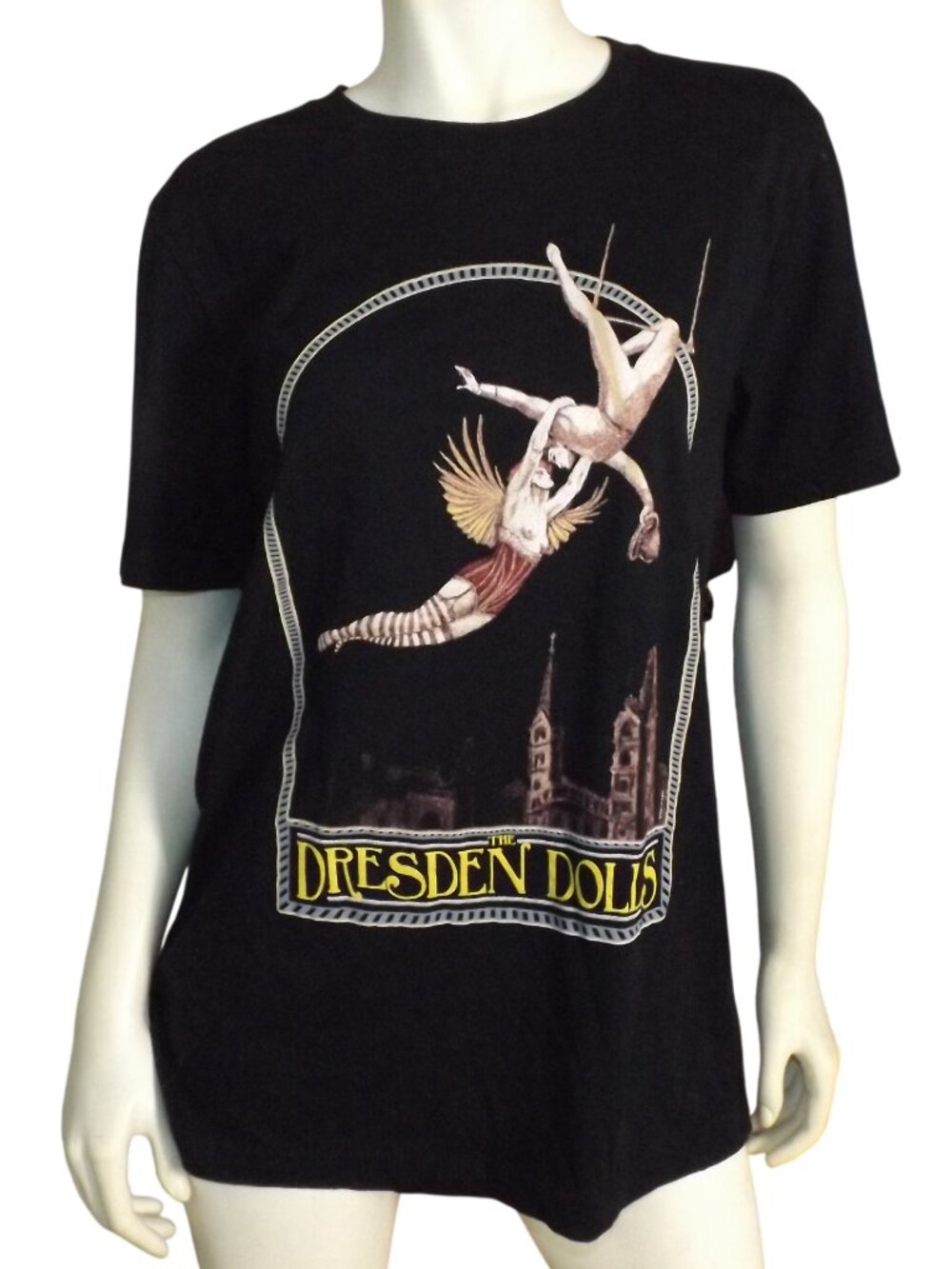 DRESDEN DOLLS Concert Tshirt, L, NSFW, Black, 2 sided/Trapeze artist, Cotton